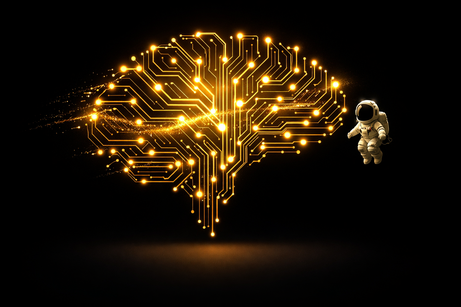 Real AI - Gold circuit brain representing genuine artificial intelligence