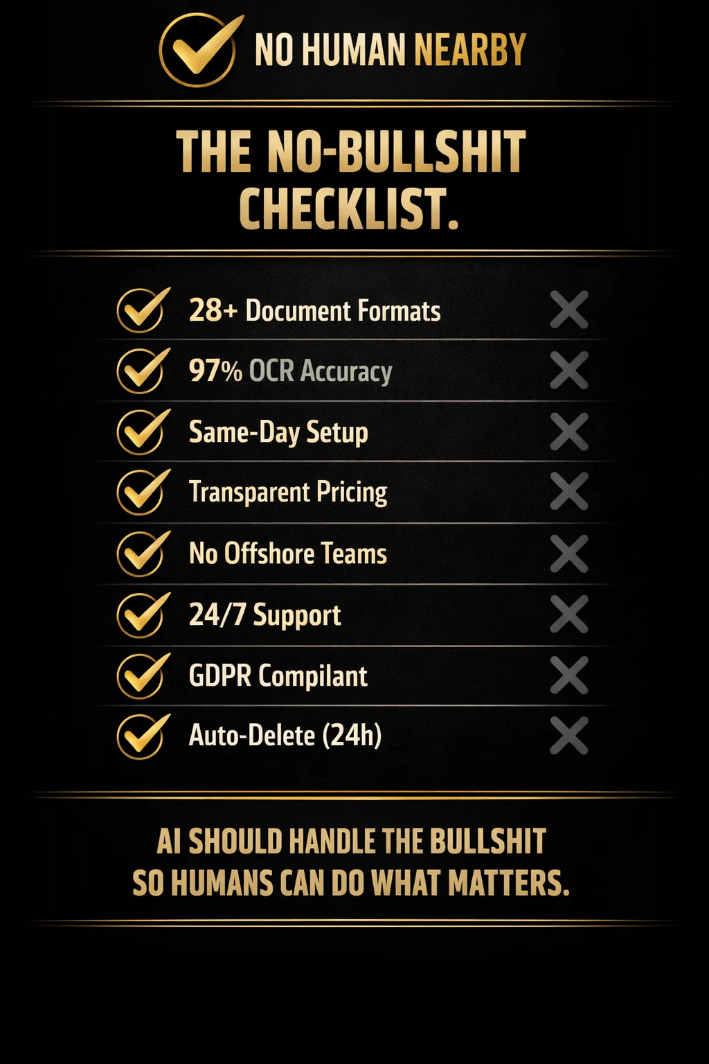 The No-Bullshit Checklist